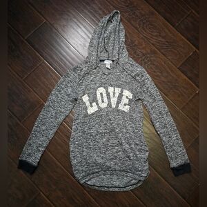 Feathers Maternity LOVE Heathered Grey Pullover Hoodie Medium